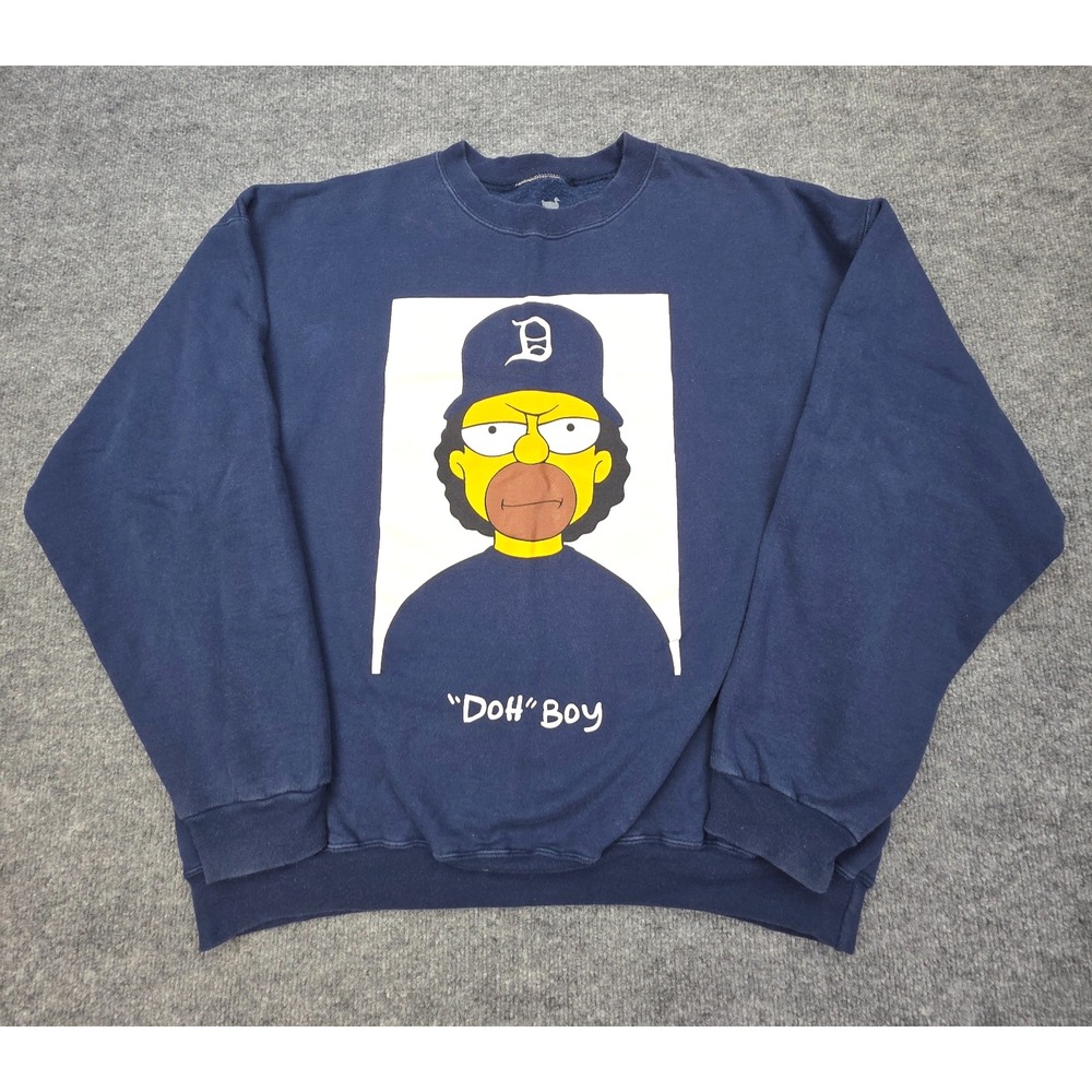 Duck Tape Clothing Doh Boy Crewneck Sweater Men's Large Blue Homer Hip Hop RARE